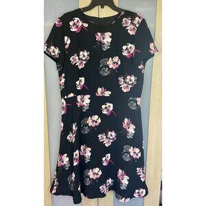 Talbots Floral Fit & Flare Dress Sz 16 Plus A Line Wedding Party Career Boho